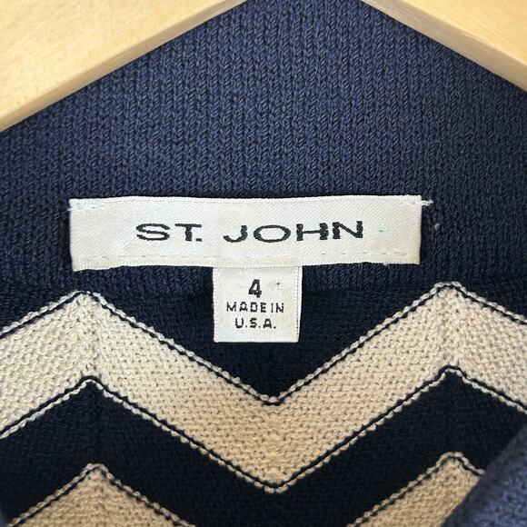 St. John Herringbone One Button Cape Cardigan Sweater Made in USA Women's Size 4 - Picture 4 of 10